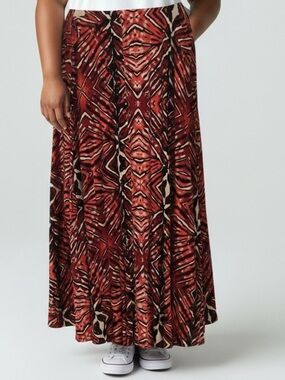 NEW• Atelier Jai Red Bohemian Chic  Maxi Skirt- 1X
